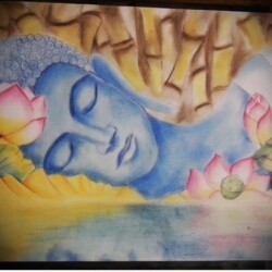 buddha pasztell rajz
